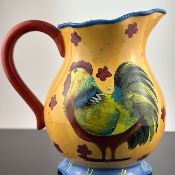Certified International Susan Winget Rooster Pitcher Decorative Farmhouse - Picture 1 of 13
